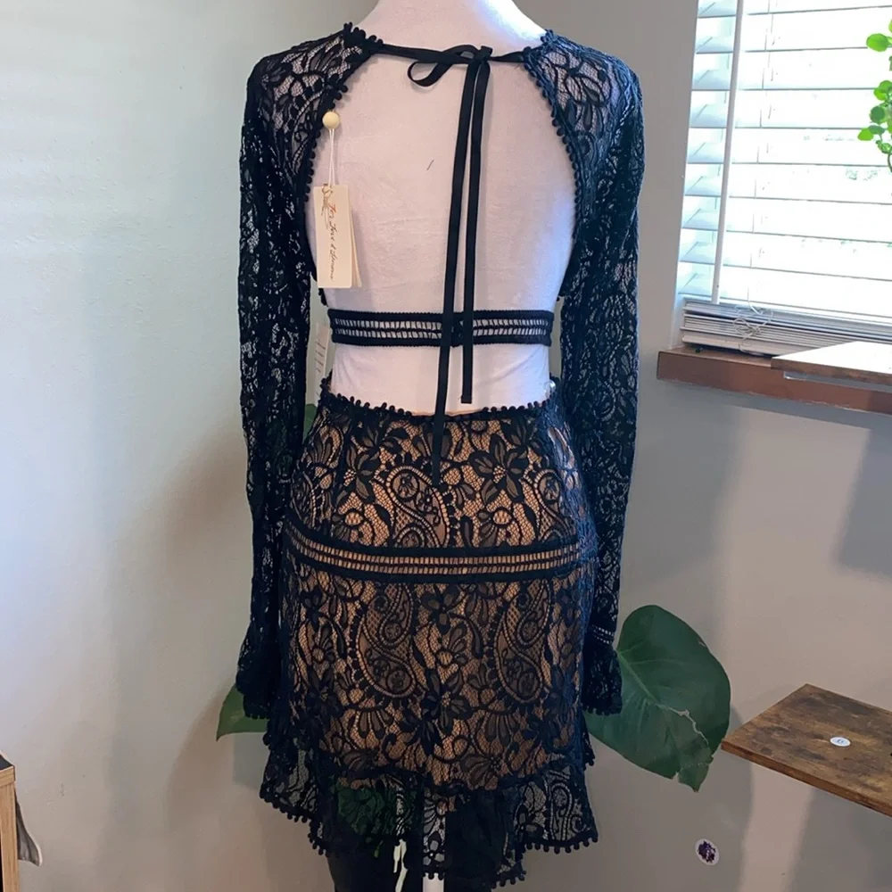For Love And Lemons Black Lace Dress SizeSmall, Open Back, Long Sleeve Dress - Picture 8 of 16